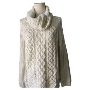 cupcakes & cashmere ivory cowl neck cable knit sweater